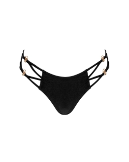 Black Thong latex low-rise bikini bottom - M - Vivien Vance
